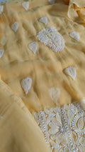 Beautiful handcrafted Chikankari full suit in pure faux georgette by LVW Fashions, featuring intricate Lucknow embroidery.