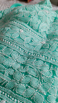 Beautiful handcrafted Chikankari full suit in faux Georgette by LVW Fashions, featuring intricate Lucknow-style embroidery.