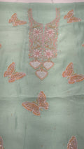 Handcrafted Butterfly Premium Chanderi Chikankari and Pearl Kurta with matching Dupatta, traditional Lucknow Chikankari suit by LVW Fashions