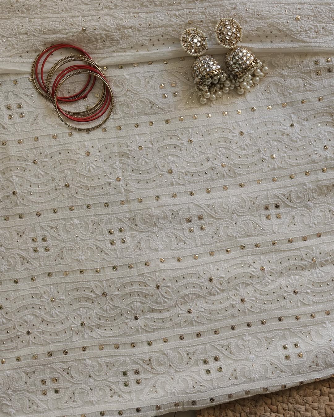 LVW Fashions Fariha Super Luxurious Georgette Chikankari Kurta and Dupatta Set, unstitched and dyeable, featuring handmade Lucknow Chikankari.