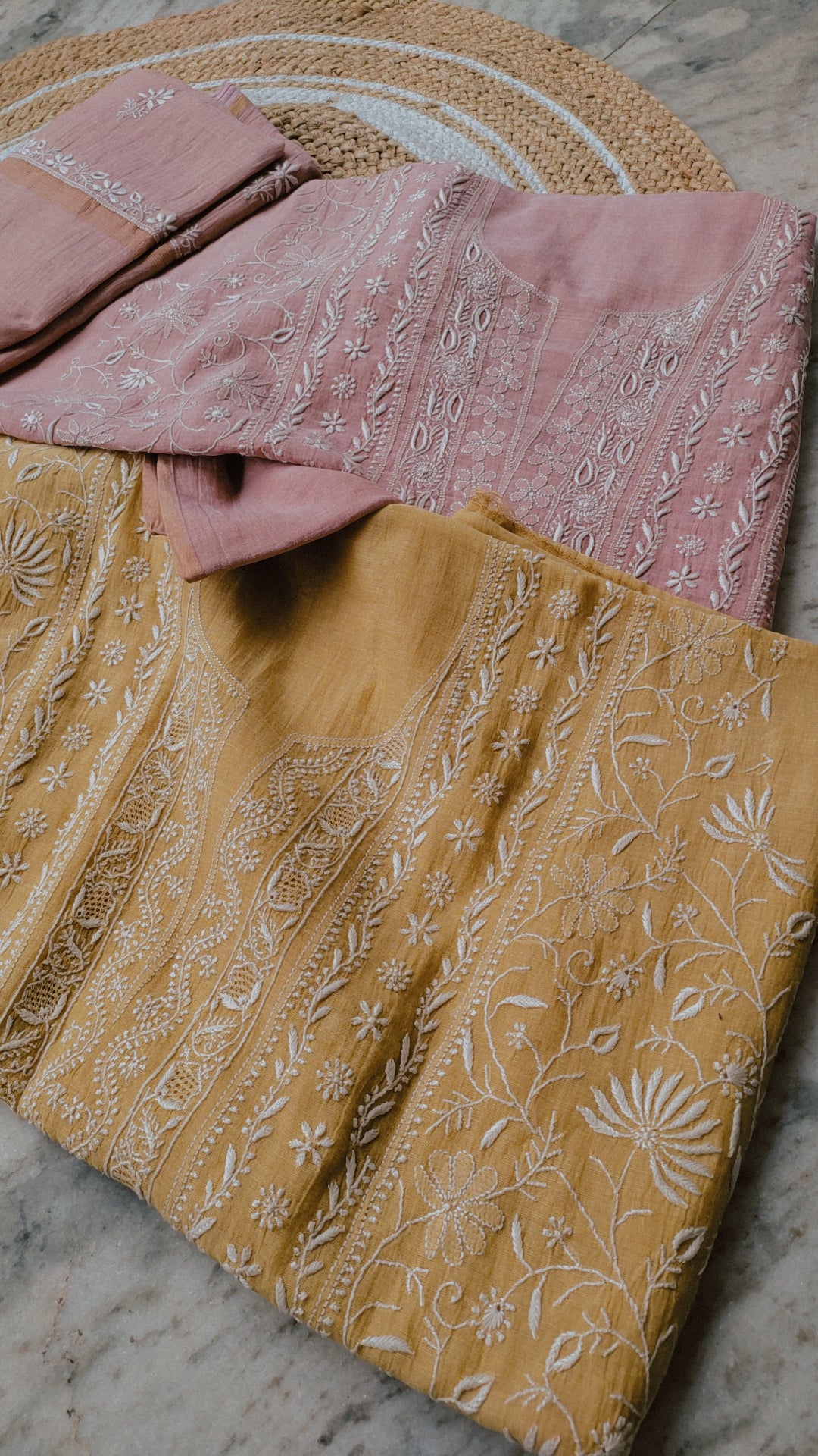 Handmade Lucknow Chikankari Kurta by LVW Fashions with intricate embroidery, showcasing traditional craftsmanship and elegant design.