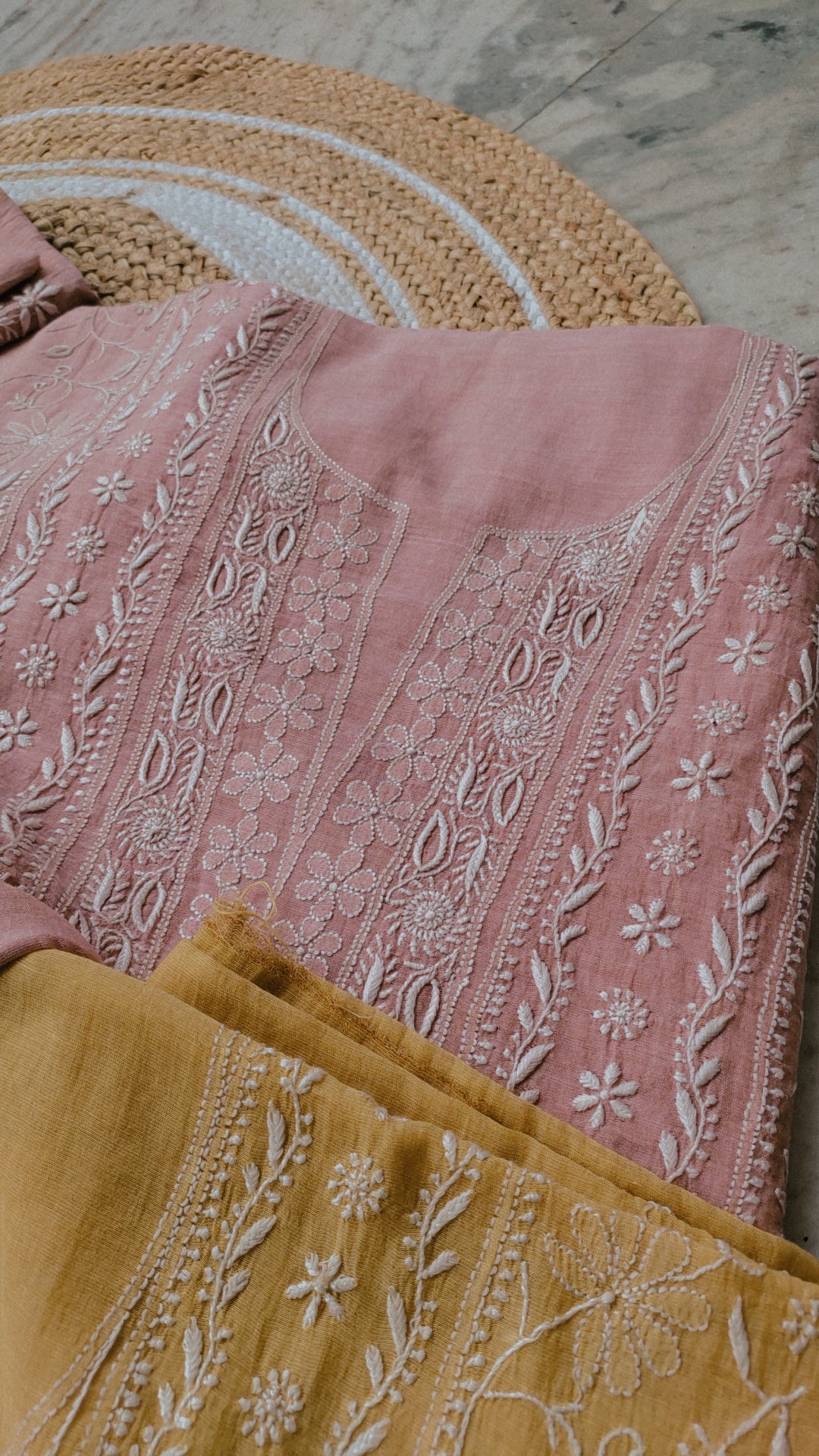 Handmade Lucknow Chikankari Kurta by LVW Fashions, featuring intricate embroidery and traditional Indian craftsmanship.