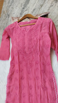 Handmade Lucknow Chikankari kurta by LVW Fashions featuring intricate embroidery and traditional craftsmanship.