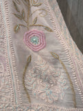 Luxurious handcrafted pure georgette Anarkali kurta with Chikankari, Cutdana, and Zari work from LVW Fashions, Lucknow Chikankari.