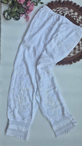 Soft cotton Afgani Chikankari pant by LVW Fashions featuring intricate handmade Lucknow Chikankari embroidery.