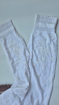 Soft cotton Afgani Chikankari pant by LVW Fashions, featuring intricate handmade Lucknow Chikankari embroidery.