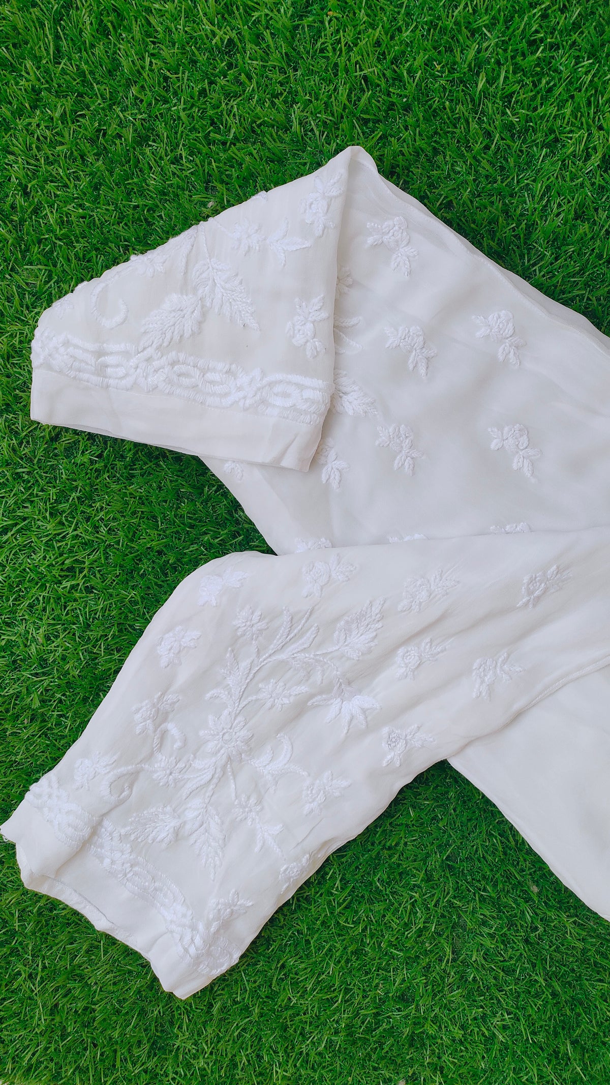 New design of Chikankari Plazzo Pant by LVW Fashions, featuring intricate handmade Lucknow Chikankari embroidery.