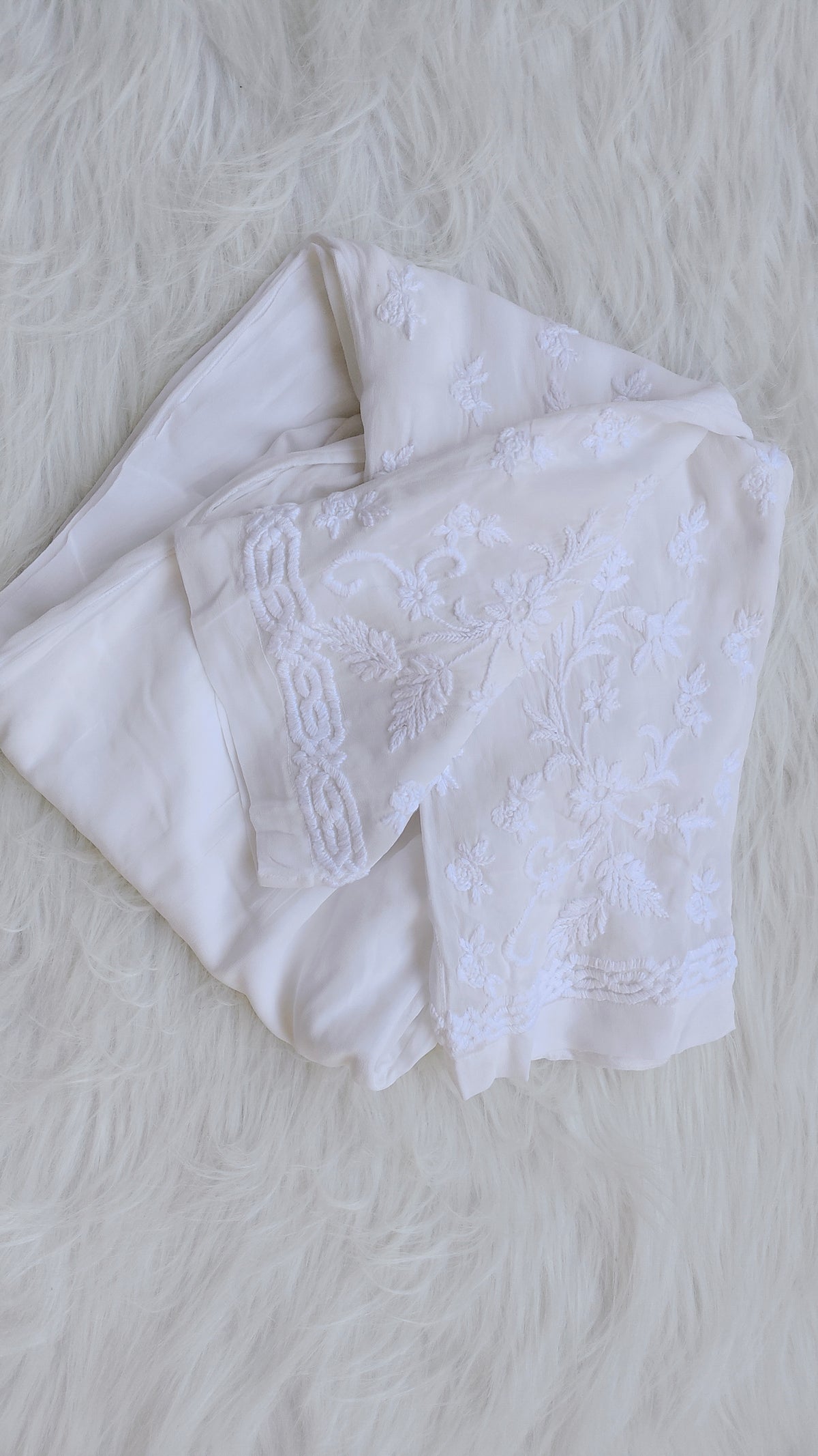 Handmade Chikankari Plazzo Pant by LVW Fashions featuring intricate embroidery, paired with a matching Lucknow Chikankari kurta.
