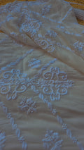Heavy premium georgette Chikankari plazzos by LVW Fashions showcasing intricate hand-embroidery and traditional Lucknow craftsmanship.