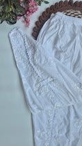 Handmade premium cotton Chikankari kurta in Dhoti style by LVW Fashions, featuring intricate Lucknow Chikankari embroidery.