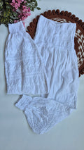 Premium cotton Chikankari bottom with elastic waist from LVW Fashions, handmade in Lucknow, featuring intricate embroidery.