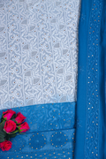 Noori Ombre Premium Georgette Chikankari Unstitched Suit with matching dupatta, handmade Lucknow Chikankari kurta by LVW Fashions.