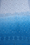 Noori Ombre Premium Georgette Chikankari Unstitched Suit with Kurta and Dupatta from LVW Fashions, featuring intricate Lucknow chikankari embroidery.