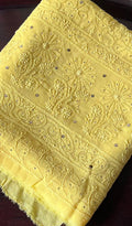 Noori Ombre Premium Georgette Chikankari Unstitched Suit with Kurta and Dupatta, handmade Lucknow Chikankari by LVW Fashions.