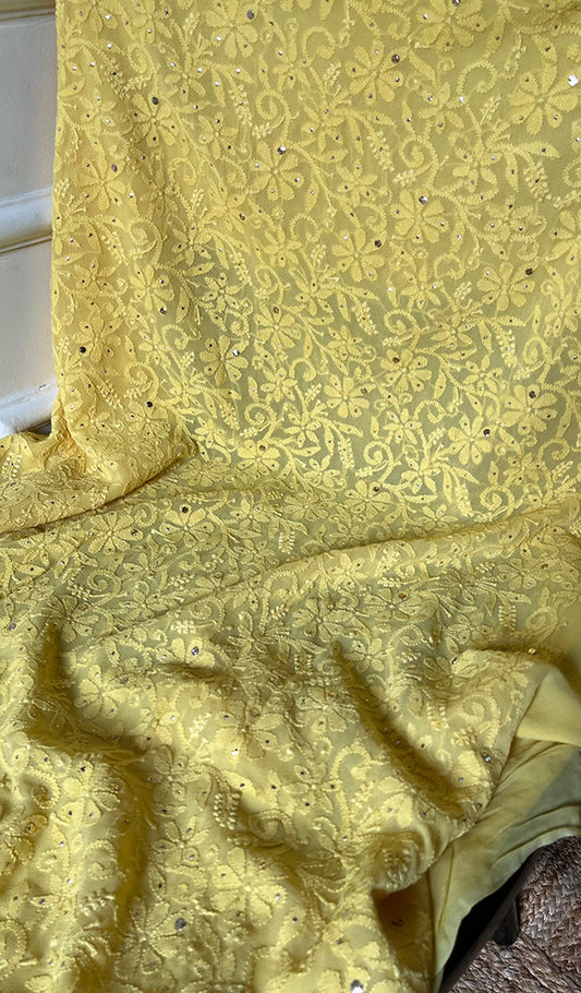 Noori Ombre Premium Georgette Chikankari Unstitched Suit (Kurta Dupatta)