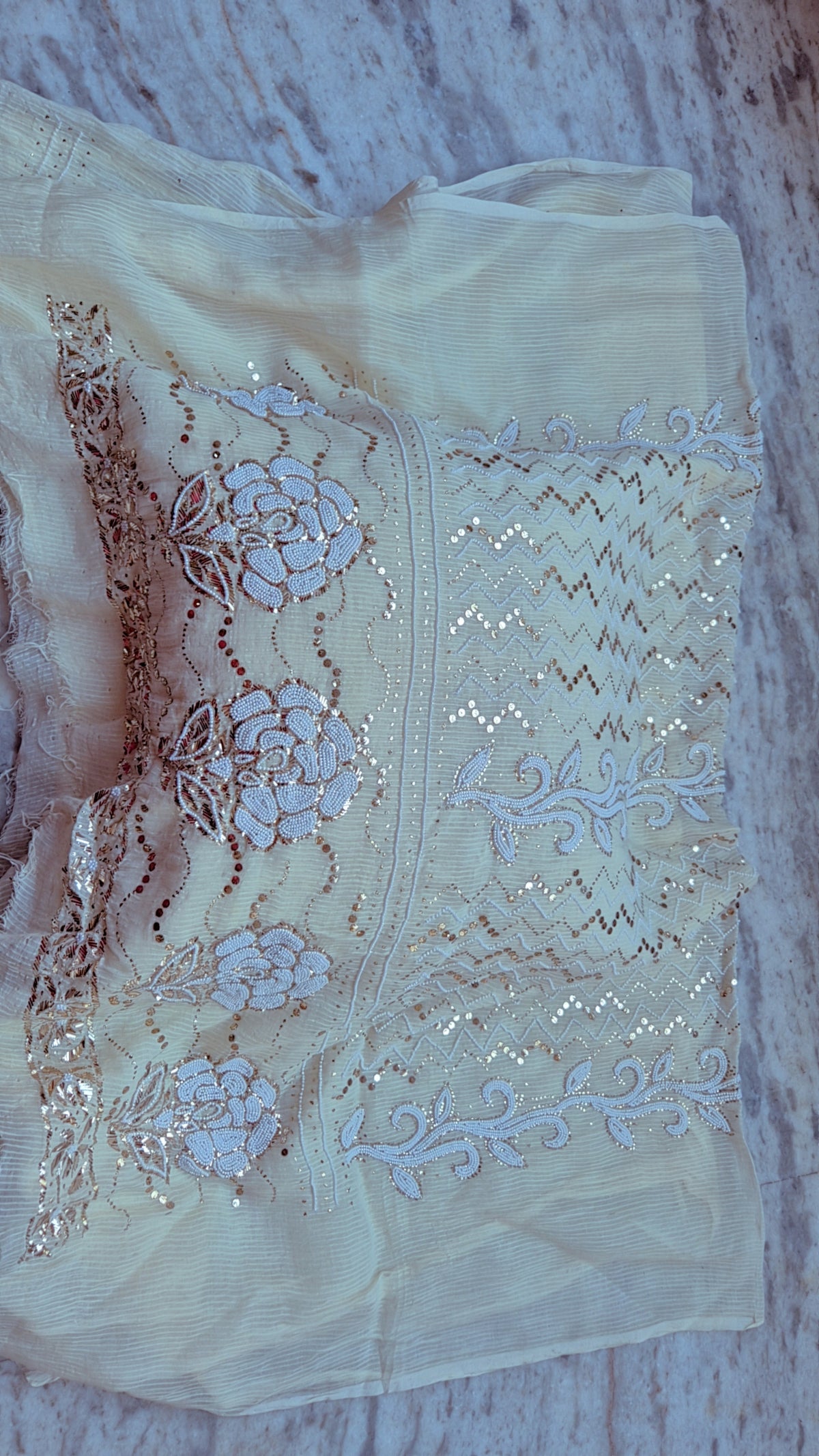 Noori Rose embroidery premium chanderi kurta and dupatta set by LVW Fashions, handcrafted Lucknow chikankari, unstiched fabric.