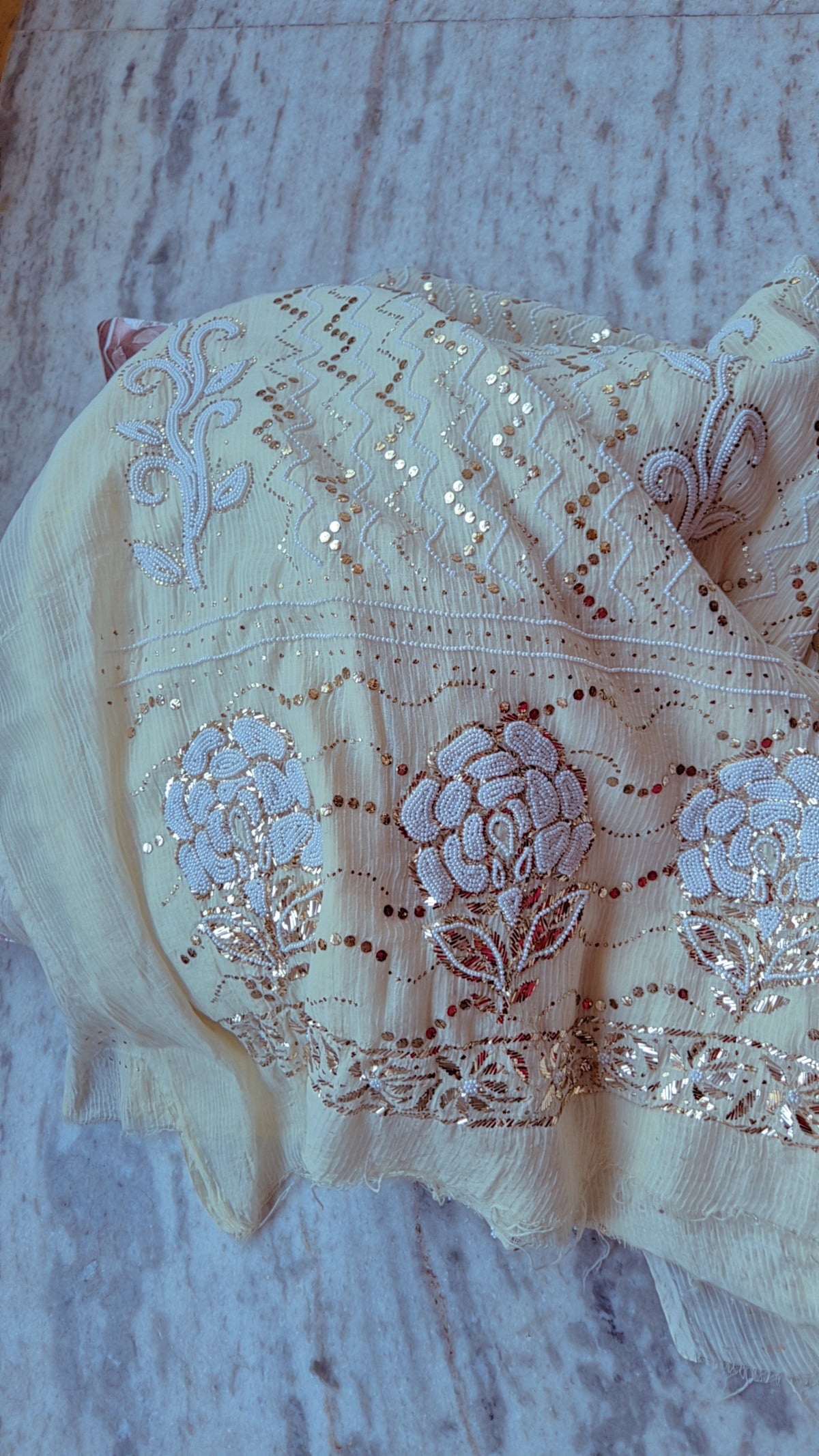 Noori Rose embroidery premium chanderi kurta and dupatta set by LVW Fashions, handcrafted Lucknow chikankari, unstiched traditional outfit.