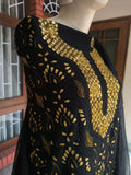 Premium Georgette Chikankari and Gota Patti unstitched suit with plain bottom, handmade Lucknow Chikankari by LVW Fashions.