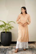 Premium georgette chikankari palazzos with attached lining, handmade by LVW Fashions, featuring intricate Lucknow chikankari embroidery.
