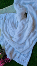 Premium Georgette Chikankari kurta with Mukaish embroidery and attached gharara, handcrafted by LVW Fashions from Lucknow Chikankari.