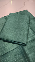 Pure Tissue Chanderi handcrafted Chikankari kurta and dupatta set by LVW Fashions, unstitched and elegant Lucknow Chikankari design.