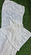 Resham embroidery premium georgette palazzos with attached inner, handmade Chikankari design from LVW Fashions, dyeable fabric.