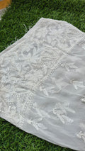 Resham embroidery premium georgette palazzos with inner attached, dyeable fabric, featuring intricate handmade Lucknow Chikankari by LVW Fashions.
