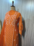 Sabah Pure Tissue Chanderi Chikankari Pearl Work Kurta Dupatta Set by LVW Fashions, semi-stitched, handmade Lucknow Chikankari ensemble.