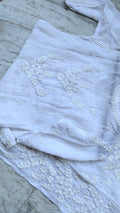 Handmade LVW Fashions Chikankari Kurta with intricate Lucknow embroidery, showcasing detailed white thread work and traditional craftsmanship.