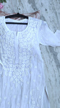 Handmade LVW Fashions Chikankari kurta in traditional Lucknow style with intricate embroidery and soft fabric.