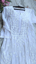 Handmade LVW Fashions Lucknow Chikankari Kurta with intricate embroidery, showcasing traditional Indian craftsmanship.