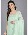 Zainab Premium Georgette Unstitched Kurta Dupatta Set with handmade Lucknow Chikankari by LVW Fashions.
