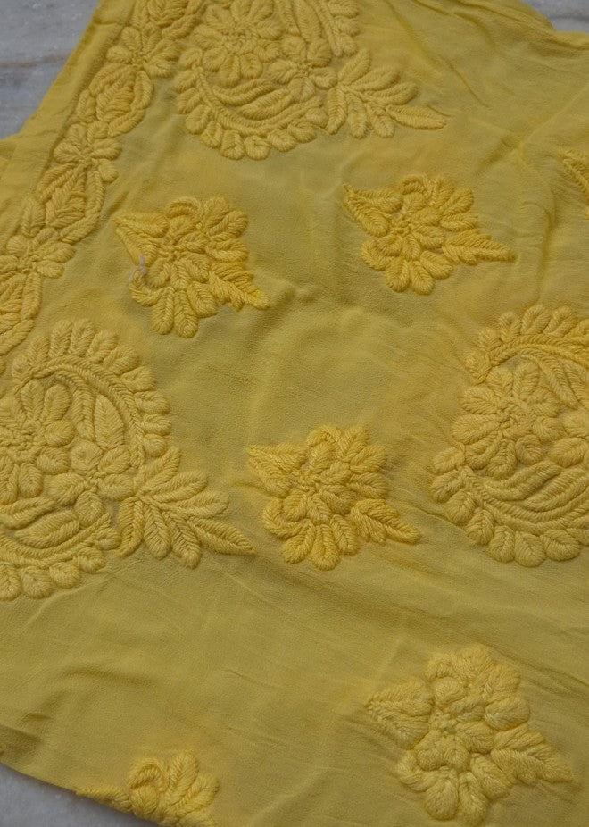 Handmade Lucknow Chikankari Kurta set with unique plazzo design, premium georgette fabric, luxurious look, and Kamdani add-on by LVW Fashions.
