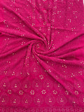 Beautiful red premium georgette unstitched kurta and dupatta set by LVW Fashions with handmade Lucknow Chikankari embroidery.