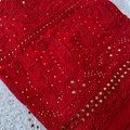 Beautiful red handmade Chikankari Georgette unstitched kurta and dupatta set by LVW Fashions, ideal for plus-size wearers.