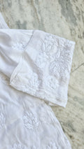 Handmade Lucknow chikankari kurta with lace, paired with premium soft cotton and silk bottoms by LVW Fashions.