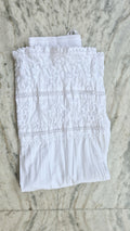 Handmade Lucknow chikankari kurta with lace, paired with premium soft cotton and silk bottoms by LVW Fashions.
