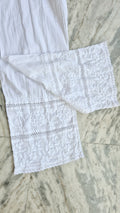 Handmade chikankari kurta with lace and soft cotton and silk bottoms, crafted by LVW Fashions in Lucknow Chikankari style.