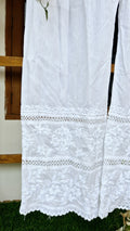 Handmade Lucknow chikankari kurta with lace, paired with premium soft cotton and silk bottoms by LVW Fashions.