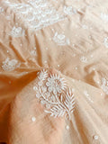Noori premium Chanderi Chikankari kurta and dupatta set by LVW Fashions, handmade Lucknow Chikankari with pearl accents.