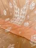 Noori premium Chanderi Chikankari kurta and dupatta set by LVW Fashions, featuring handmade Lucknow Chikankari and pearl embellishments.