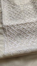 Noori premium Chanderi Chikankari and pearl add-on kurta dupatta set by LVW Fashions, handmade Lucknow Chikankari with intricate embroidery.