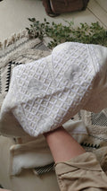 Noori premium Chanderi Chikankari and pearl add-on kurta dupatta set by LVW Fashions, handmade Lucknow Chikankari embroidery.