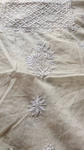 Noori Premium Chanderi Chikankari Kurta and Dupatta set by LVW Fashions, handmade Lucknow Chikankari with pearl accents.