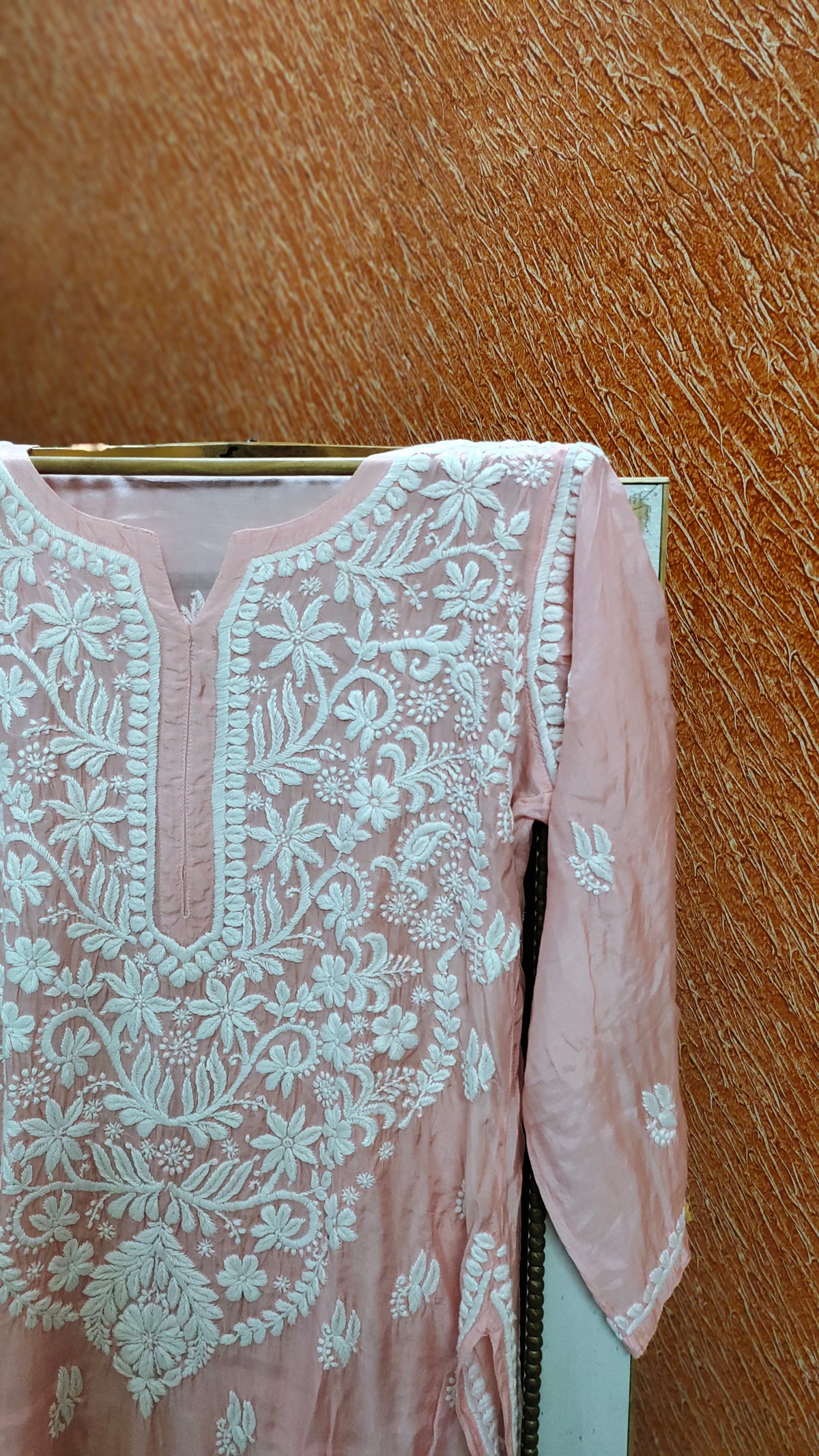 LVW Fashions Arohi premium silk chikankari kurta with intricate hand-stitched Lucknow embroidery and matching dupatta.
