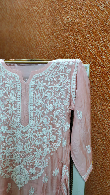 LVW Fashions Arohi premium silk chikankari kurta with intricate hand-stitched Lucknow embroidery and matching dupatta.