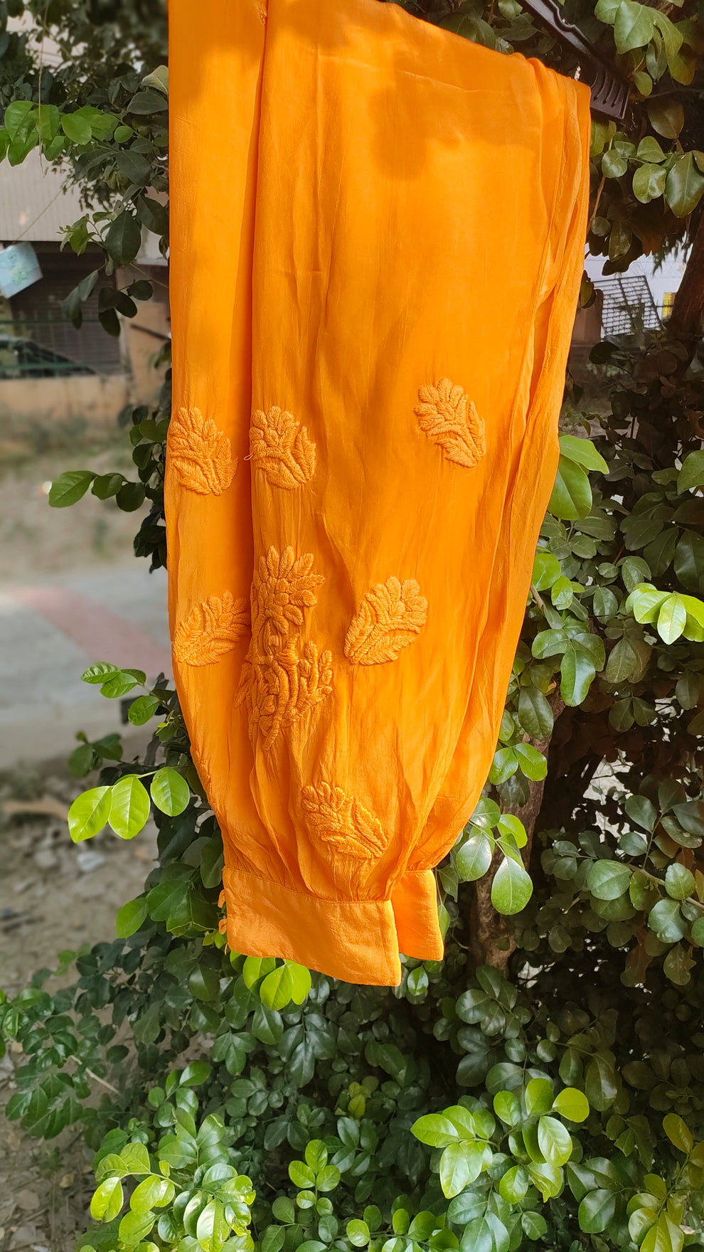 Afgani Tulip premium silk Chikankari co-ord set by LVW Fashions, featuring a handcrafted Lucknow-style embroidered kurta and matching bottoms.