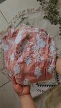 Handmade Azhel Co-ord Set with back and sleeve embroidery by LVW Fashions, featuring intricate Lucknow Chikankari craftsmanship.
