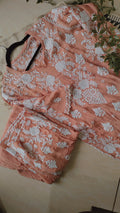 LVW Fashions Azhel Co-ord Set with intricate back and sleeve embroidery, handmade Lucknow Chikankari kurta and matching pants.