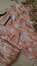 Handmade Azhel Co-ord Set with embroidered back and sleeves, crafted by LVW Fashions in traditional Lucknow Chikankari style.